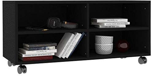 Bulufree Mueble de TV con Ruedas Mesa de televisión gabinete de TV Tablero aglomerado Negro 90 × 35 × 35 cm