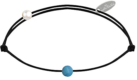 LES POULETTES BIJOUX - Armband Link Kleine Perle der Türkis - Schwarz