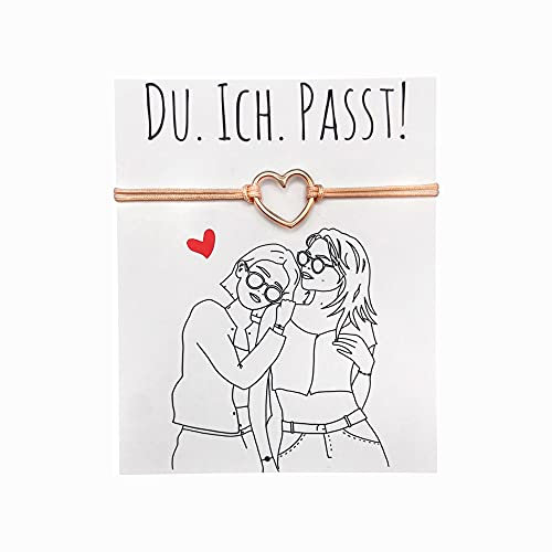 SUNDUKOFF LGBTQ Armbänder Freundschaftsarmband Bisexual Handmade Armband Stoff Boho Schmuck Lesbian Best Friends, Farbe Kette:Herz Roségold