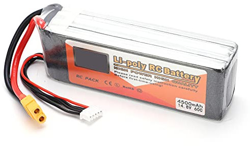 VGEBY Lipo Akku, 14.8V 4500mAh Lipo Akku mit XT60 Stecker 4S 60C RC Lipo Akku Zubehör Für Modellflugzeuge