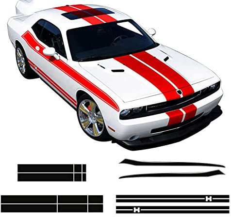 Auto Styling Racing Stripe Kit Tür Seitenhaube Hinten Taille Seitenschweller Aufkleber Aufkleber, für Dodge Challenger 2008-2020
