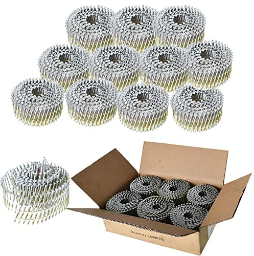 raseparter 3600 Count 15 Degree Full Round-Head Siding Nails 1-1/2 Inch x 0.092 Inch Ring Shank, Hot-Dipped Galvanized for Rough Nailing of Lathing and Sheathing Materials
