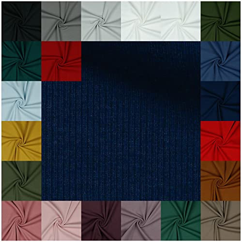 VmG-Store RIB Jerseystoff gerippt Uni Meterware 21 Farben zur Auswahl Tex zertifiziert Nähstoff (200 x 145cm, 019 I Navy)
