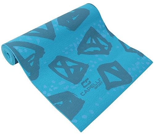 Capelli Sport Yogamatte, rutschfest, Allzweck-PVC-Fitness- und Workout-Matte mit glänzendem hellem Muster, Blaugrün, 6 mm