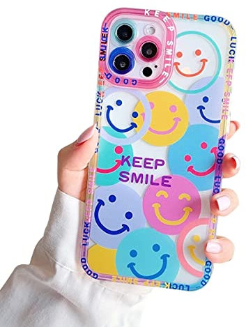 ZhuoFan Cover Compatibile con Apple iPhone 13 Pro Max 6,7, Custodia Traslucido Protettiva della Fotocamera Ultra Sottile TPU Silicone Antiurto Bumper Protettiva Case per iPhone 13 Pro Max, Sorridente