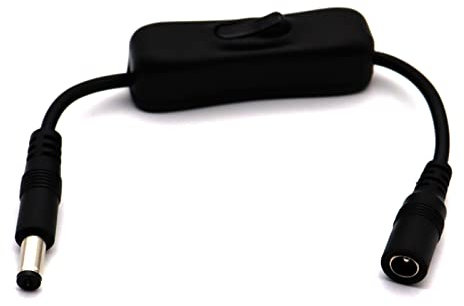 Disscool Câble d'extension d'alimentation CC mâle vers femelle 5,5 mm x 2,1 mm avec interrupteur marche/arrêt, câble 12 V 3 A pour appareil photo LED (0,2 m)