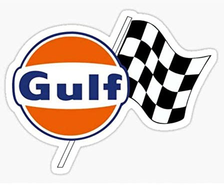 hotrodspirit - Kleiner Gulf-Aufkleber, Orange und gerade Flagge, 10 cm, selbstklebend, Öl