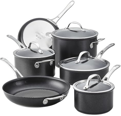 Anolon X Hybrid Kochgeschirr-Set, antihaftbeschichtet, für Induktion, Töpfe und Pfannen, Dunkelgrau, 10 Stück