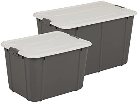 Pluto Packaging Multi Capacity Organic Grey Strong Stackable Home Office Garage Reinforced Base Storage Containers With Clip Lock Lids (30 Litre, 1 Container With Lid)