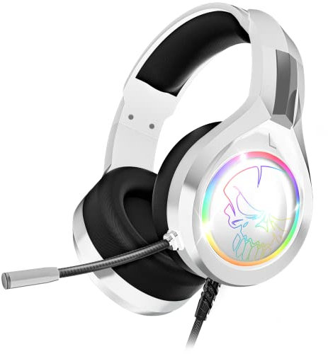 SPIRIT OF GAMER - PRO H8, Cuffie Gaming Cablato Bianco RGB con Microfono, Compatibile con PS5, PS4, Xbox, Switch e PC, Audio stereo 2.0, Uscita USB e Jack,Cuscino in Similpelle e Archetto Regolabile