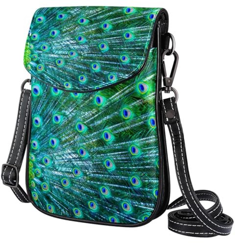 FVQL Umhängetasche für Damen, Geldbörse, Messenger-Tasche, Umhängetasche, Tier Pfau