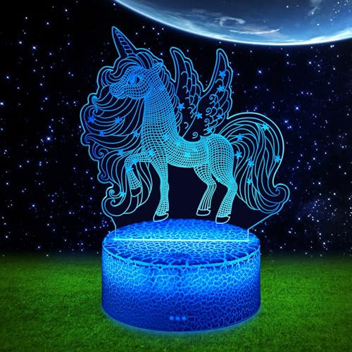 URAQT 3D LED Illusion Lampe,7 Lichtfarben Dimmbar Nachtlichter Acryl Nachtlicht Led Lampe USB-Aufladung Nachtlicht für Kinder 3D Nachtlicht mit Fernbedienung Junge Mädchen Schlafzimmer