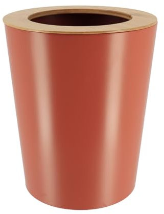 TENDANCE Poubelle de salle de bain 5L en métal Terracotta avec couvercle en Bambou