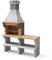 MOVELAR - Barbecue préfabriqué à bois et charbon en béton réfractaire modèle Maipu XL avec support latéral (Gris, Orange - 165 x 58 x 245 cm) REF: 3535/2 - Cuisine extérieure avec double grille