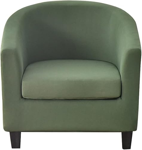 WWQQKJ Stretch-Bezug for Chesterfield-Sessel for 1 Sitzer, 2-teilig, einfarbig, rutschfest, for Cocktailsessel mit Sitzbezug for Bar, Wohnzimmer, Schlafzimmer, Club(Army Green)