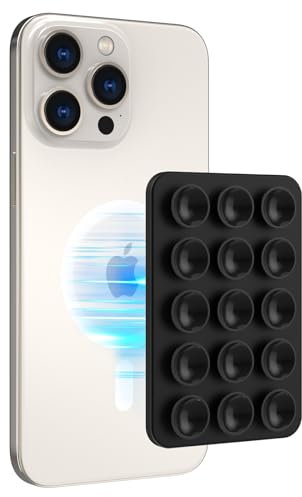 AHASTYLE Supporto in silicone per iPhone 16/15/14/13/12, supporto magnetico a ventosa per iPhone MagSafe, supporto per telefono a specchio per doccia, per video e selfies TikTok