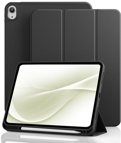 GKABXY Hülle für iPad (A16) 11./10. Generation 11/10.9 Zoll, Schwarz | Für iPad 11./10. Gen 2025/2020, Mit Stifthalter, Auto Wake/Sleep, Unterstützt Touch ID, Slim Trifold Stand Protective Cover