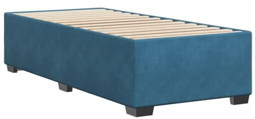 vidaXL Bettgestell, Bettrahmen mit Lattenrost, Polsterbett Bett für Schlafzimmer, Einzelbett Schlafzimmerbett, Blau 90x190 cm Samt