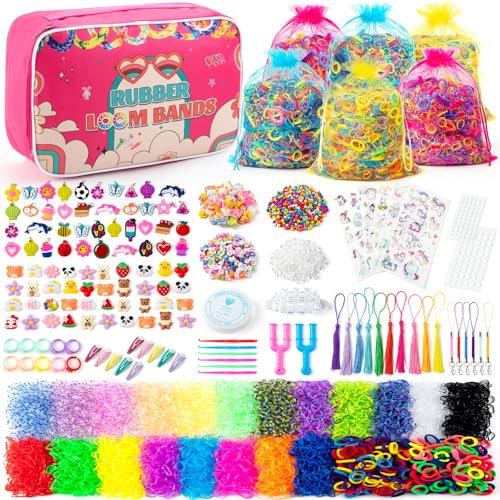 Sundaymot 18000+ Loom Bänder Set, Elastisches Basteln Rubber Loombänder Bands Kit, 20 Farben Zubehör Bunte Gummibänder Für Armbänder Freundschaftsarmbänder Loops Gummis Set für Kinder Anfänger Mädchen