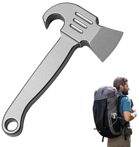 Pocket Axe Tool, Camping Axe Hammer - Small Pocket Axe Keychain - Titanium Alloy Pocket Axe Keychain for Men
