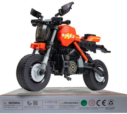 laddutoi Kit moto moto Supersport rosso con manubrio mobile e motore a pistone funzionante, 281 pezzi 1:20 modello per bambini dai 6 anni in su