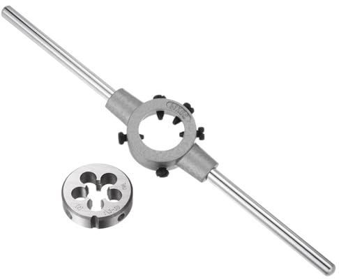 MACHSWON Schneideisen-Griffschlüssel-Set, 1/2-20 UNF runde Schneideisen und 38 mm Schneideisenhalter (passend für 1,27 cm - 5/8 Zoll (UNC/UNF) / metrische M12-M14 / 38 mm OD Schneideisen) für