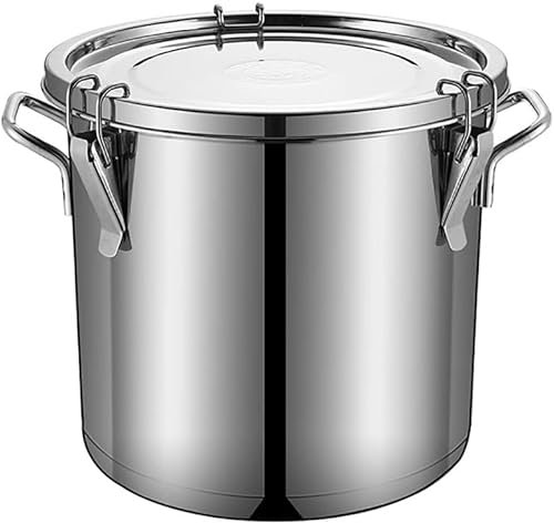 LABLADUO Edelstahl-Dampfgarer, Töpfe, Edelstahl-Suppentöpfe, Durchmesser 45 cm, Höhe 45 cm, 70 l – versiegeltes Edelstahl-Fass mit Deckel