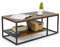 COSTWAY Couchtisch, Wohnzimmertisch Industrie-Design, Beistelltisch mit Metallgestell und Ablagen, Einfache Aufbau, Sofatisch Holz, Vintage, 105 x 50 x 42,5 cm