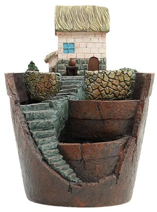 Blumentopf Beton 40 cm Hausdesign, Sukkulentenbehälter, Sukkulenten-Blumentopf, Blumentopf mit Loch für Garten, Schreibtisch-Dekor Pflanzgefäß Hoch (F, One Size)