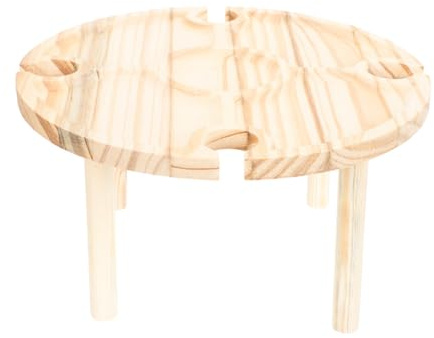 VICASKY Table à Vin Portable Bois pour Pique- Extérieur avec Casiers à Bouteilles et Table de Service Légère
