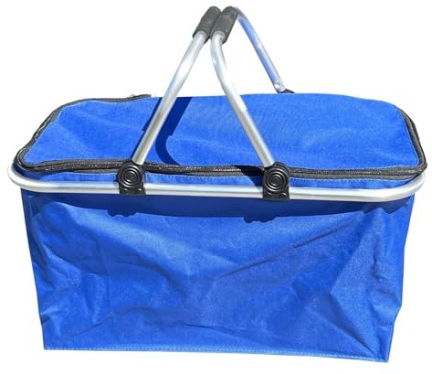 Einkaufskorb faltbar Shopper mit Alurahmen ca. 28 l Fassung Blau mit Deckel