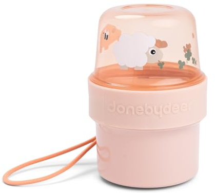 Done by Deer Müslibecher To Go Kinder - Joghurtbecher To Go oder Snackbox mit Fächern - 2 Luftdichte Kammern - Auslaufsicher - BPA-Frei - Ø8 x H 11,5 cm - Tiny Farm Powder