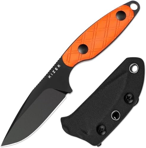 Kizer Muskrat Camping Outdoor Messer mit Feststehende Klinge, 1064M2 | 8 cm D2 Klinge EDC Messer mit G10-Griff, Halsmesser für Männer und Frauen, Jagd, Wandern und Camping Messer mit Scheide