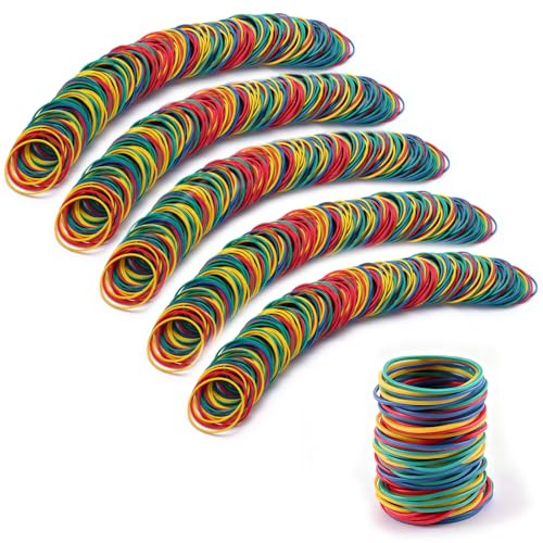 Nasxkji 600 Pieces Coloured Elastic Bands, 50 x 1.4 mm Rubber Bands | 600 pcs, 50 x 1.4 mm, coloured natural rubber, strong elasticity, for office home crafts