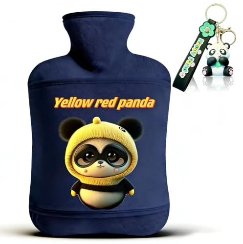Panda Plush Hot Water Bottle, 500ml Hot Water Bag Send Keychain,Soft Cute Animal Panda, Premium Natural Rubber Winter Warmth, Suitable Hugging, Gift for Kids Boys Girls