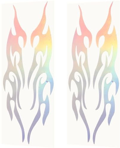 Spiegelaufkleber für Autos 2 Stück Pvc Flammenmuster | Reflektierende Optik, Wasserfestes Design, Flexibel Anpassbar für Rückspiegel