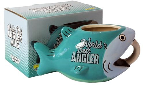 Fishing Mug - Shaped Fish Cup Present for Angler Comes Gift Boxed