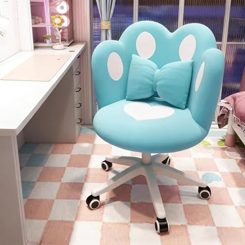 HJYXXSR Drehbarer Frisierstuhl, Schreibtischhocker mit Rückenlehne, höhenverstellbarer Bürostuhl, weiches Kissen, geeignet für Wohnzimmer, Schlafzimmer, Büro, Schminktisch, Arbeitszimmer Lake Blue