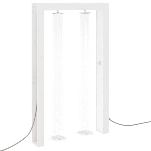 vidaXL Outdoor-Dusche Weiß 137 x 23 x 226 cm Massives Kiefernholz, Garten- und Terrassendusche, modern, wetterfest, freistehendes Gerät, kompakt und umweltfreundlich für draußen