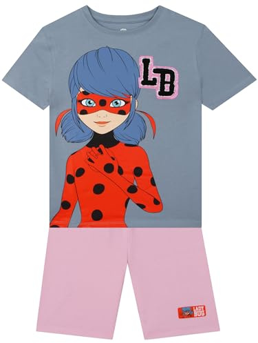 Miraculous T Shirt Bambina e Pantaloncini Ragazza, Completo 2 Pezzi Ladybug con Dettaglio Glitter, Abbigliamento Bambina Estivo