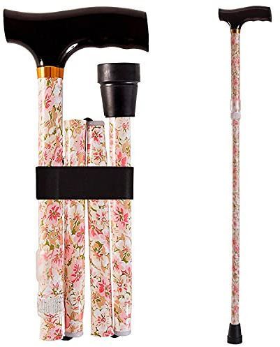 DMI Designer Folding Cane, Walking Cane, Foldable Cane for Men, Walking Cane for Women, Canes for Seniors, Adjustable Cane, Ergonomic Wood Handle Cane, Supports up to 250 Pounds, Floral