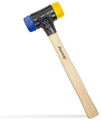Wiha Schonhammer Safety I weich/mittelhart I Hickory-Holzstiel I Rund-Schlagkopf Ø 30 mm I Kunststoffhammer 290 mm I 272 g I Innenausbau, Montagearbeiten, Kfz-Reparatur & Maschinenbau (26653)