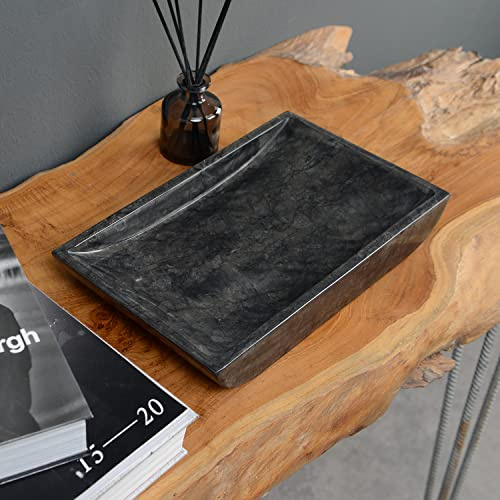 wohnfreuden Marmor Ablageschale schwarz eckig 30 cm - Marmor Schale poliert in modernen Design