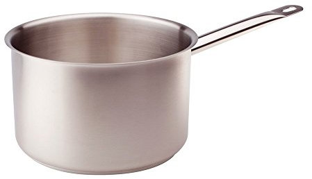 Pentole Agnelli Linea Acciaio Casseruola Alta con Manico con Beccucci a Destra e a Sinistra, Argento, 14 cm