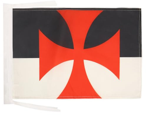 AZ FLAG Bandera de los TEMPLARIOS BAUSSANT 45x30cm - BANDERINA Orden del Temple 30 x 45 cm cordeles