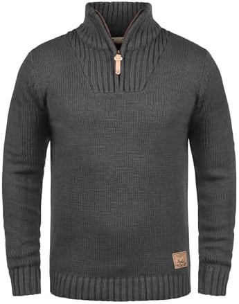 !Solid SDPetro Herren Strickpullover Troyer Grobstrick Pullover