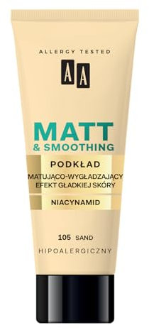 AA Make Up Mattierendes & Glättendes Foundation | 105 Sand | Für fettige & Mischhaut | Natürliche Deckkraft | Langanhaltend | Mit MATTsensor3D Technologie | Dermatologisch getestet | 30 ml