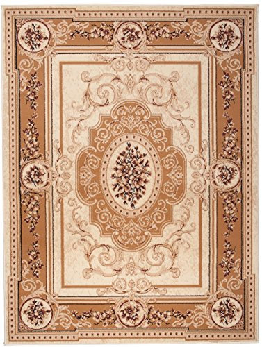 Carpeto Klassisch Orientteppich & Perserteppich mit Orientalisch Ornamente Muster Kurzflor in Beige Cream/TOP Preis - ÖKO TEX (250 x 350 cm)