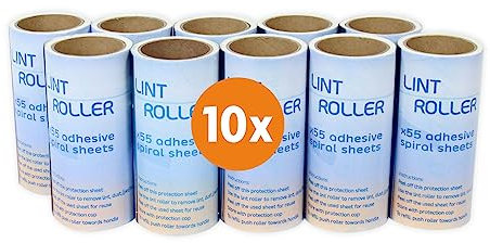 Juego de Recambios para Rodillo QUITAPELUSAS - 10 recambios (550 Hojas Adhesivas/ ¡80 Metros Eliminar el Pelo de Las Mascotas, el Polvo, Las Migas y Las Pelusas - LaundrySpecialist