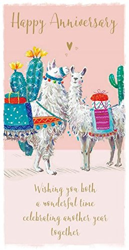 Anniversary Card - (LD-IA288) - Llama Love - From The 'The Wildlife' Range - With A Gold Foiled Finish